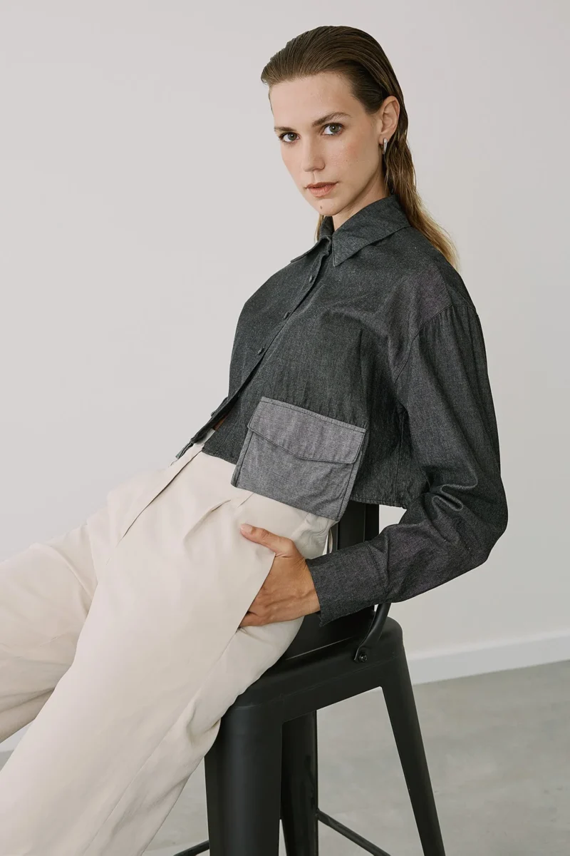 Πουκάμισο Denim Crop