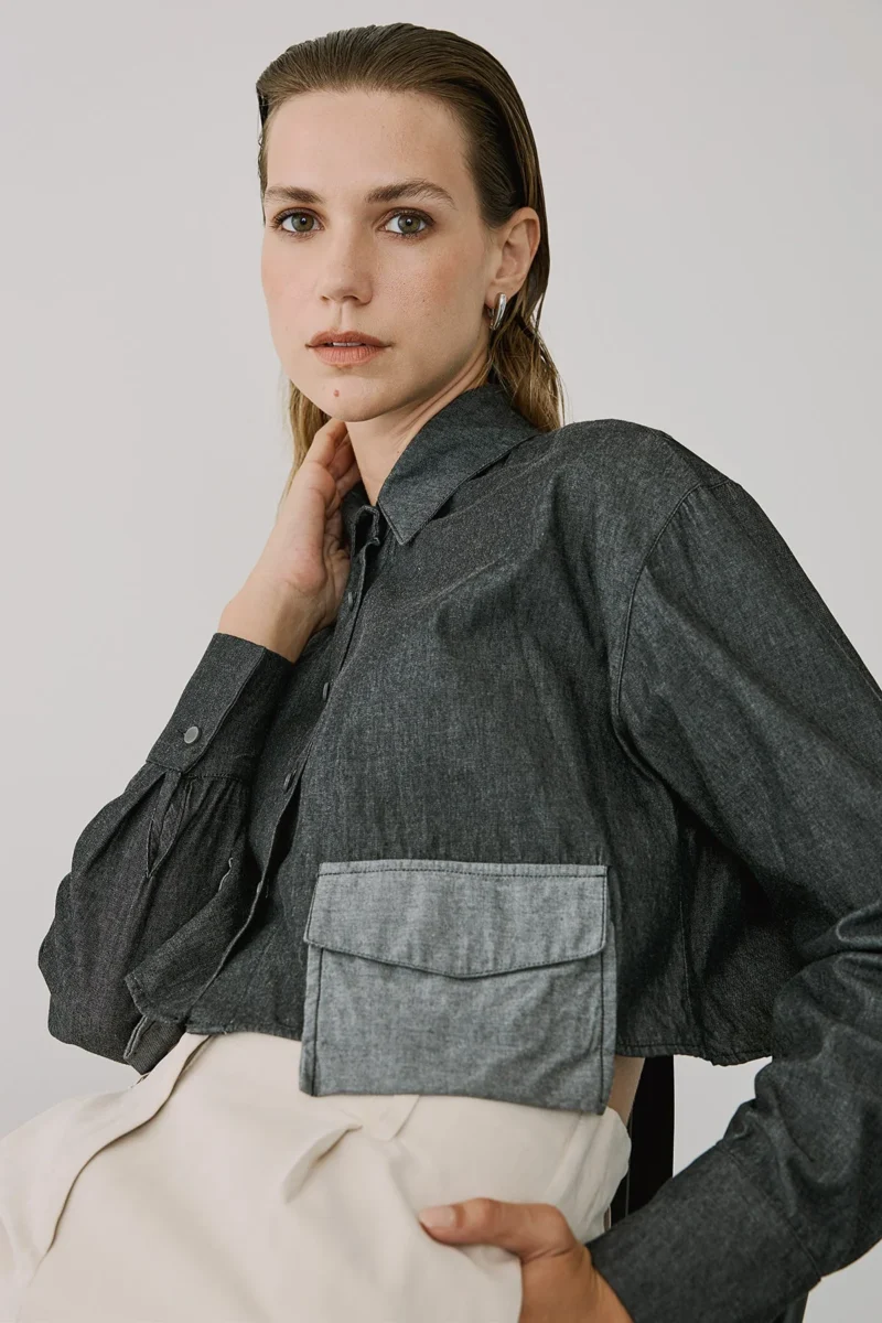 Πουκάμισο Denim Crop - Image 2