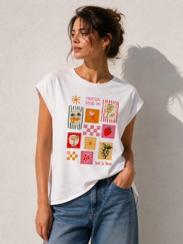 Λευκό T-shirt Με Print