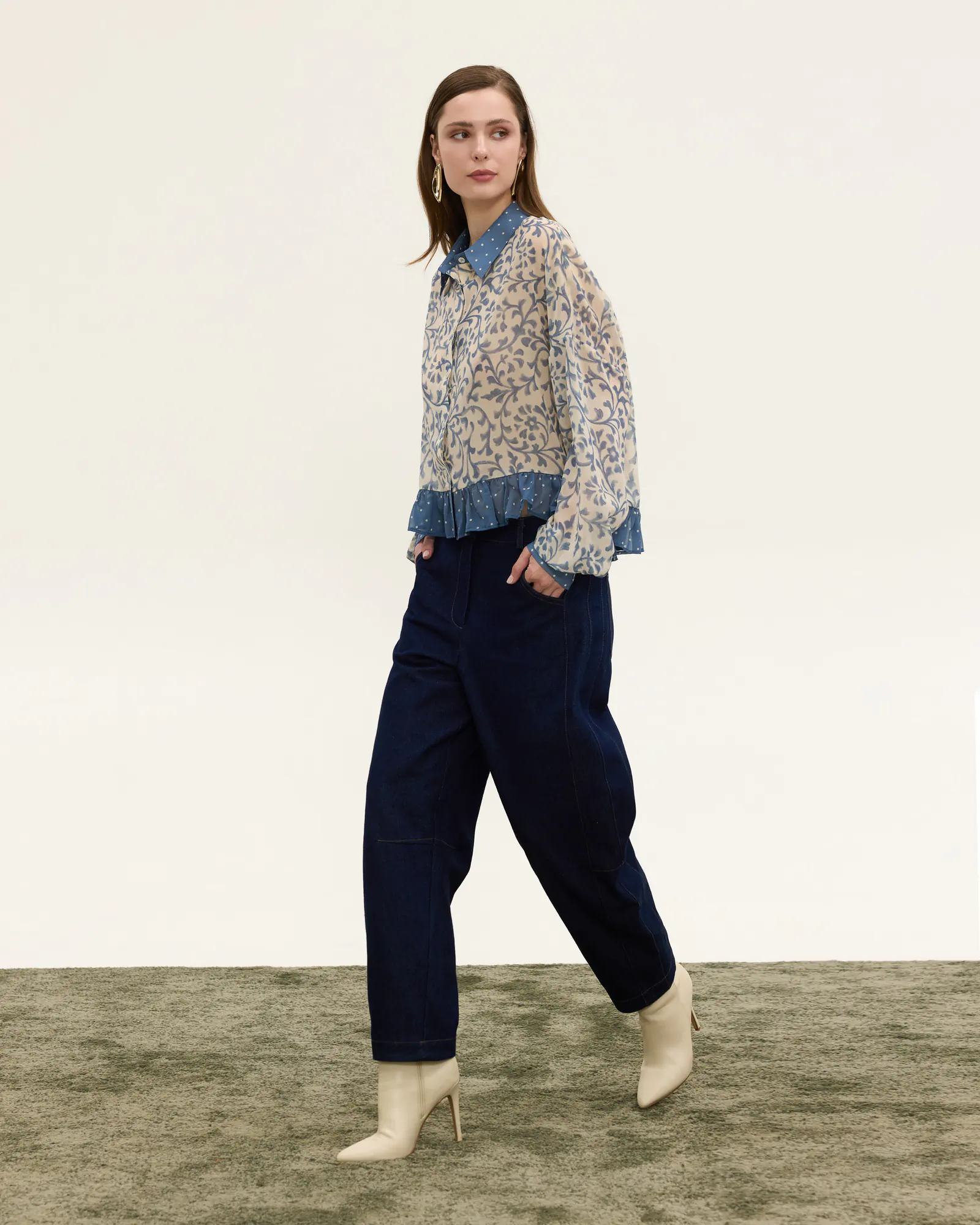 Πουκάμισο με Βολάν και Floral Print