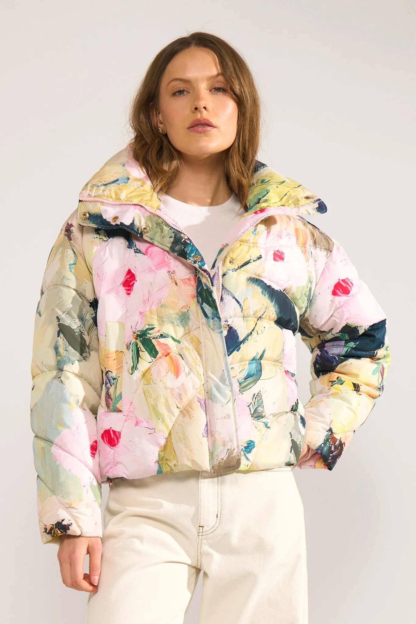 Puffer Μπουφάν με Floral Print